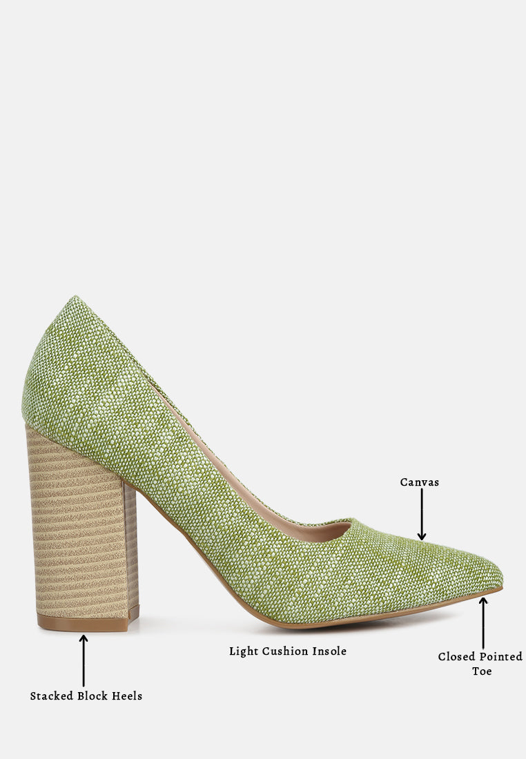 elsie canvas block heel pumps#color_green