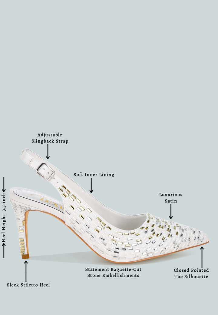 lutina rhinestones embellished slingback sandals#color_white