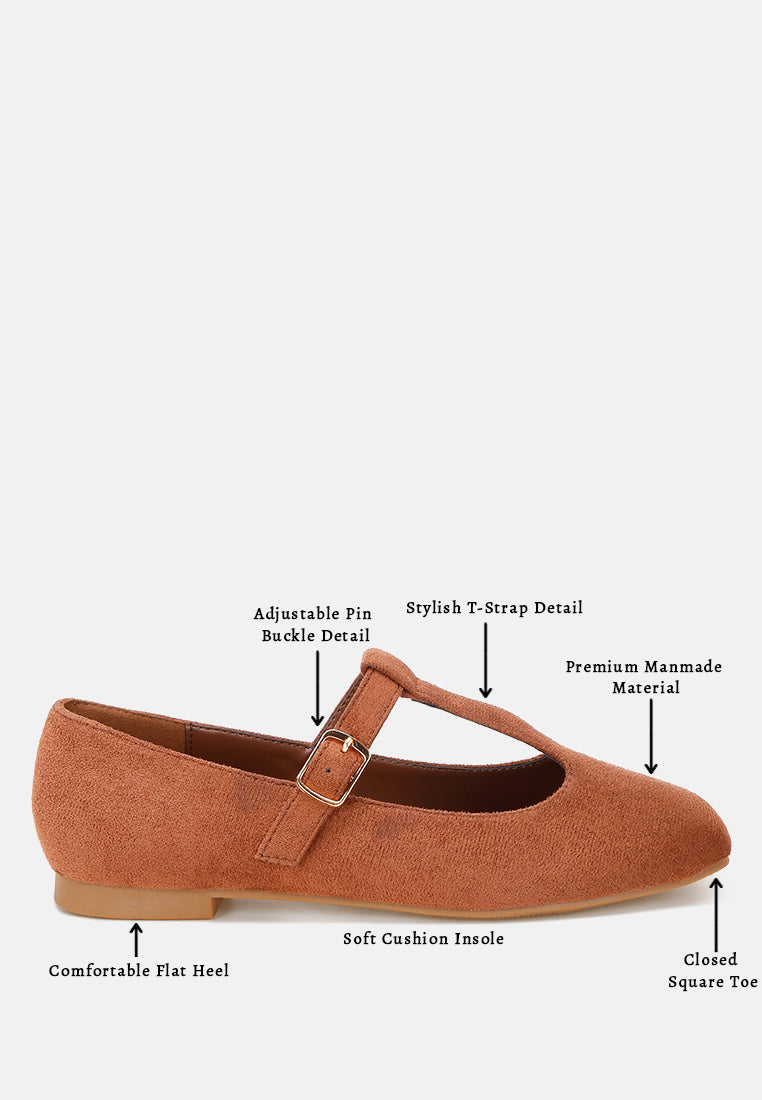 velsna pin buckle ballet flats#color_brown-suede