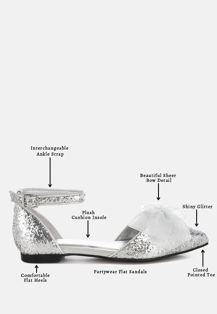 Sandalias planas con purpurina y detalle de lazo transparente Clarice#color_silver