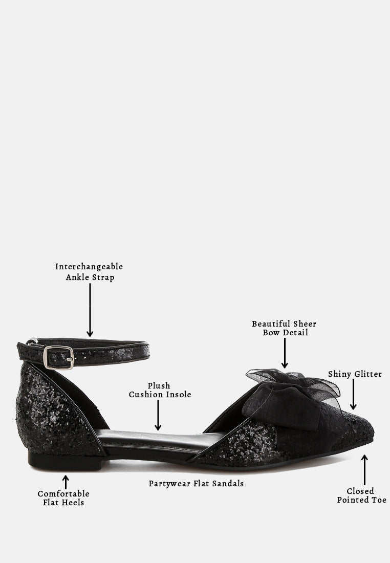 Sandalias planas con purpurina y detalle de lazo transparente Clarice#color_black