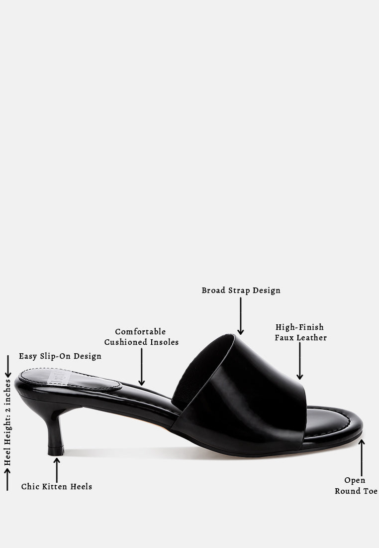 Vizzini Kitten Heel Sandals#color_black Patent Manmade Leather