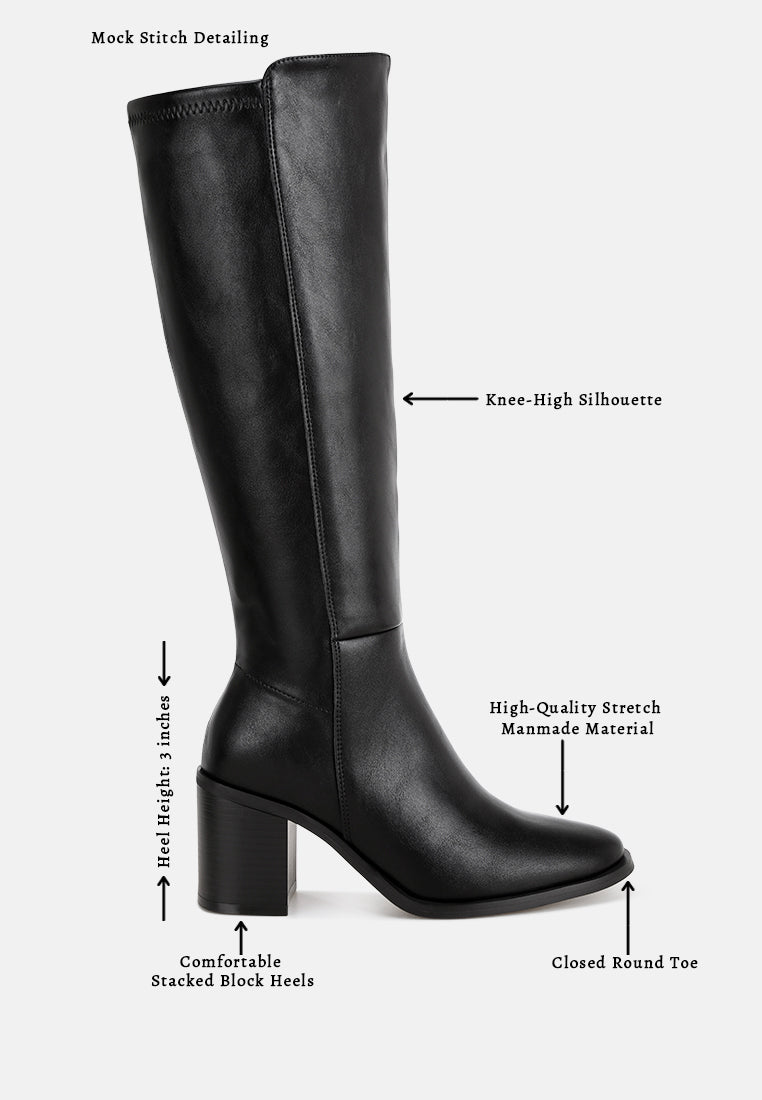 sajama knee-high stretch fit boots#color_black-smooth