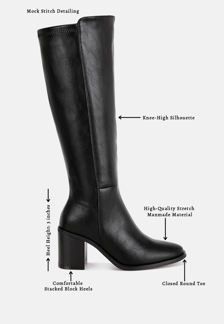 sajama knee-high stretch fit boots#color_black-smooth