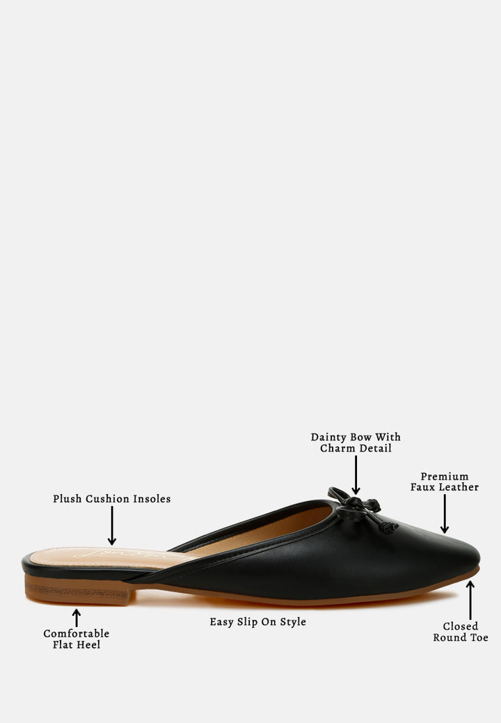 eras bow slip-on flat mules#color_black