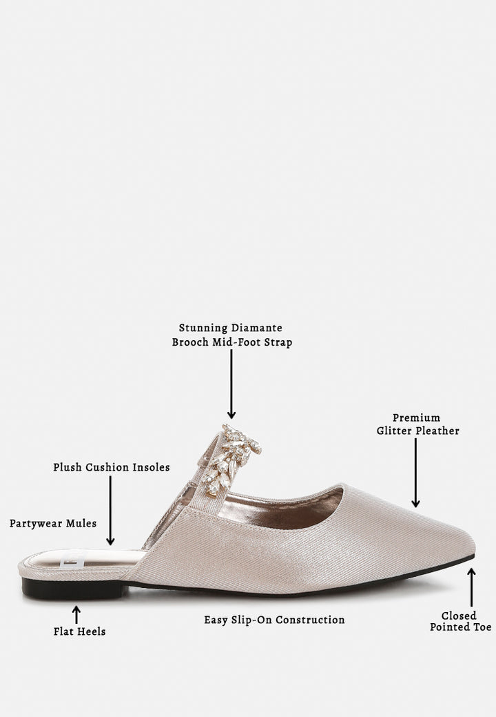 diamante strap glitter mules by rag#color_beige