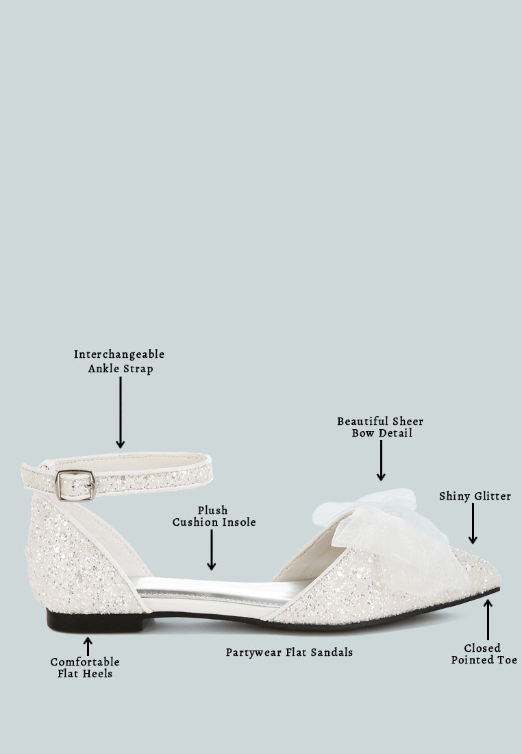 Sandalias planas con purpurina y detalle de lazo transparente Clarice#color_white
