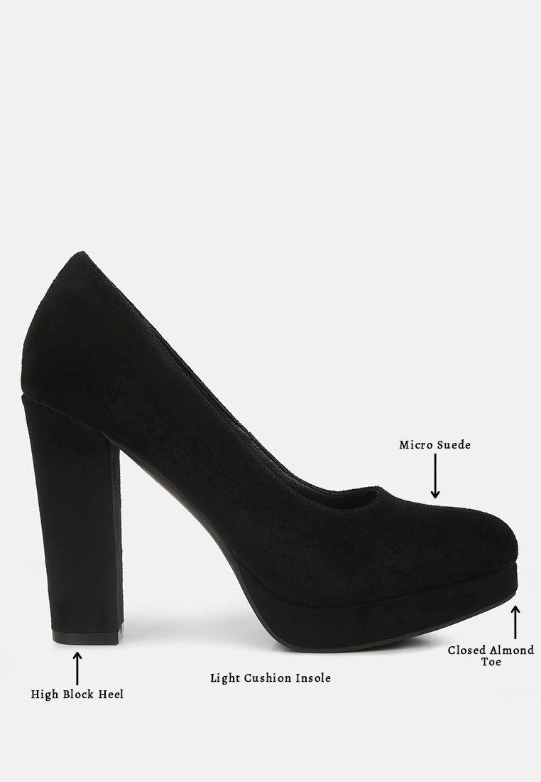 delia seude block heel pumps#color_black
