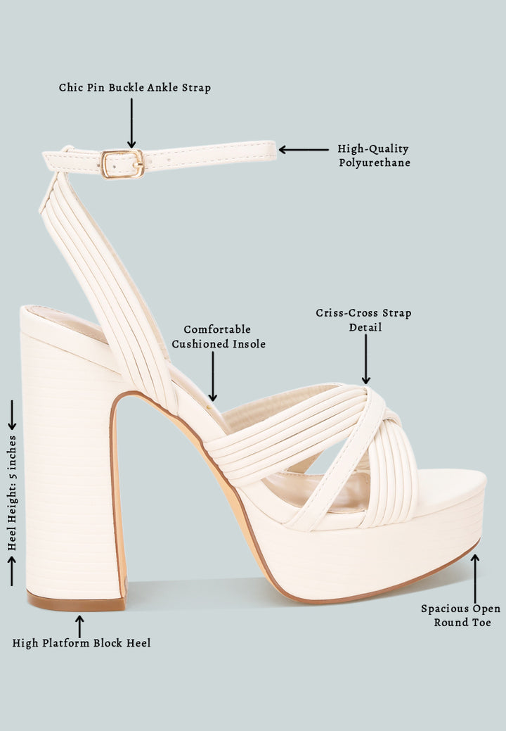 Sinda Ankle Strap Platform Heels#color_white