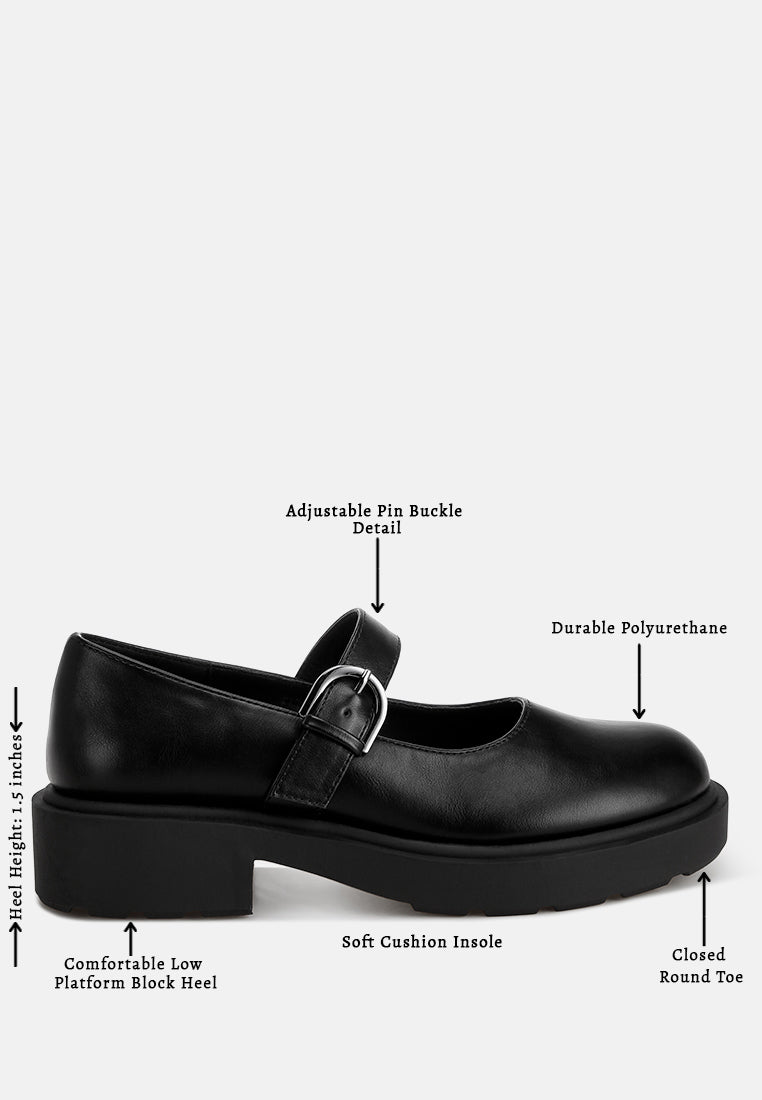 Hollister Low Heel Mary Jane Shoes#color_black-smooth