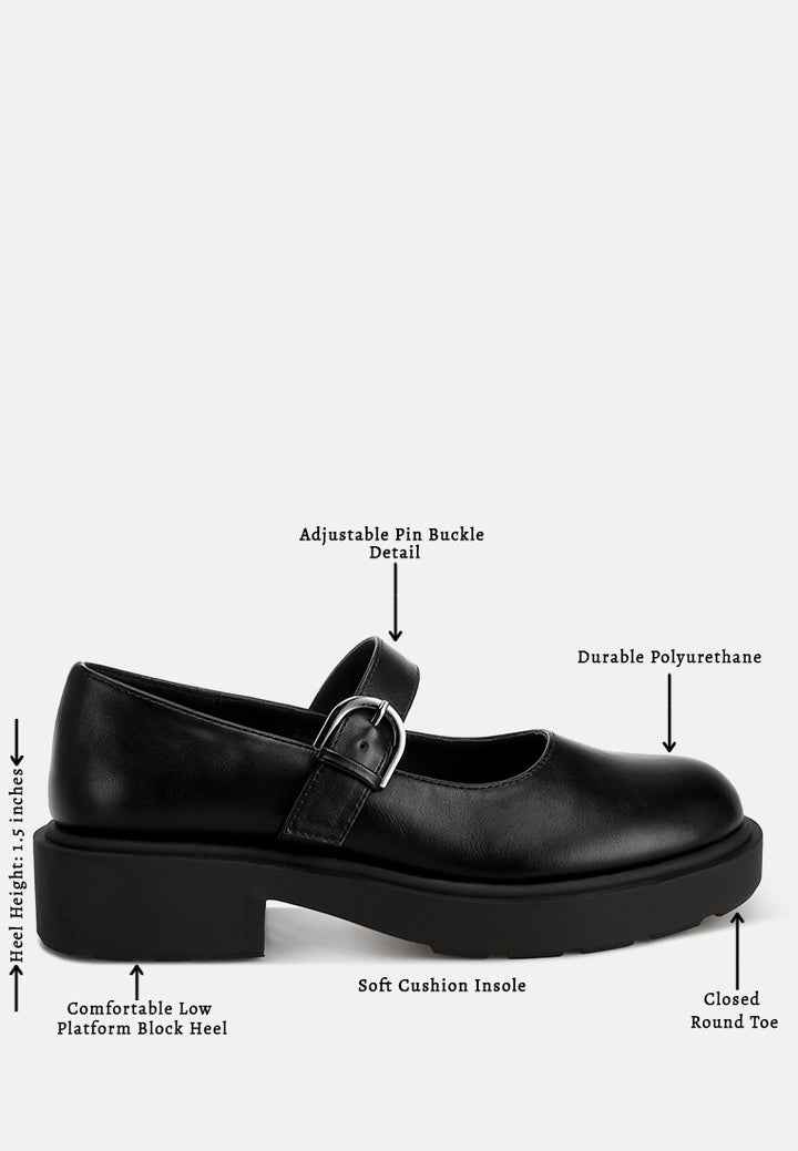 Hollister Low Heel Mary Jane Shoes#color_black-smooth