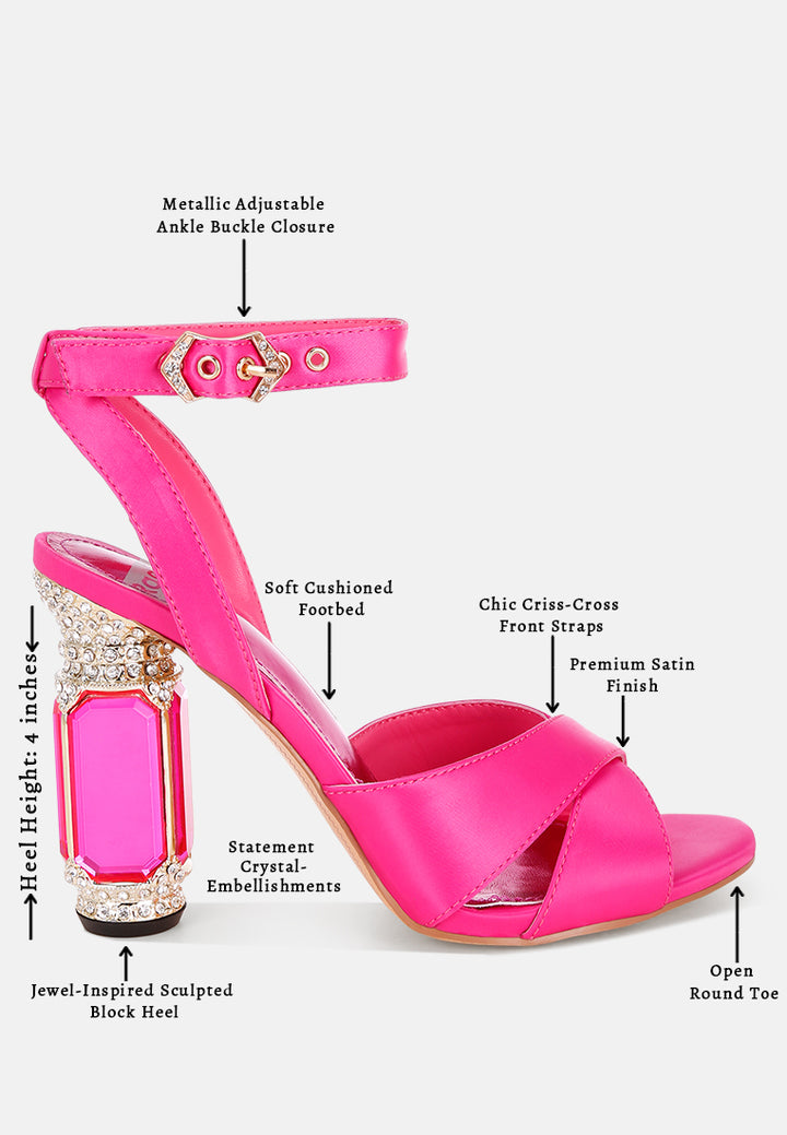 tribeca crystal & diamante pin buckle fantasy heels#color_fuchsia