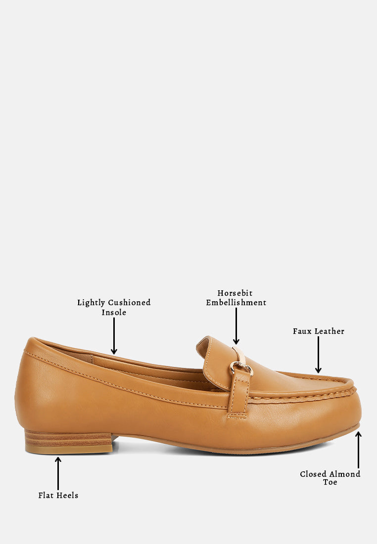 horsebit faux leather loafers#color_cognac