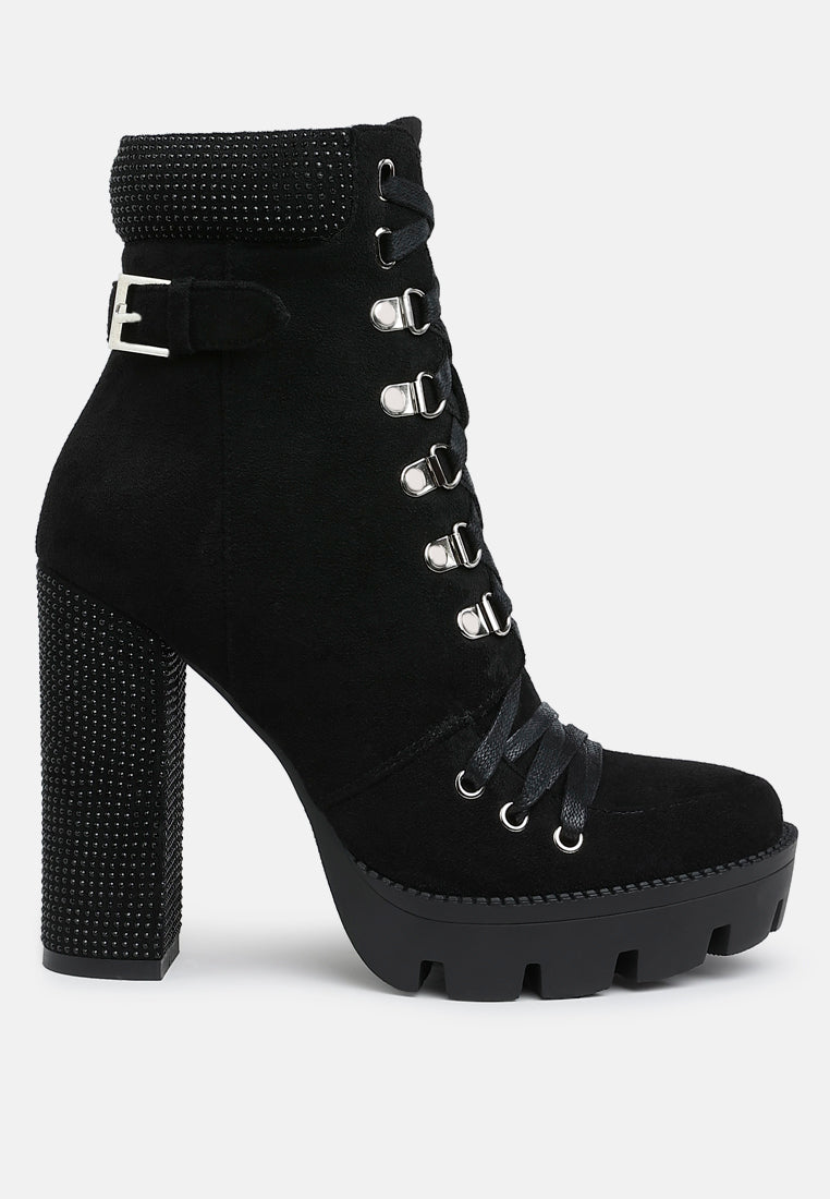 diamante set block heeled ankle boot by mode#color_black
