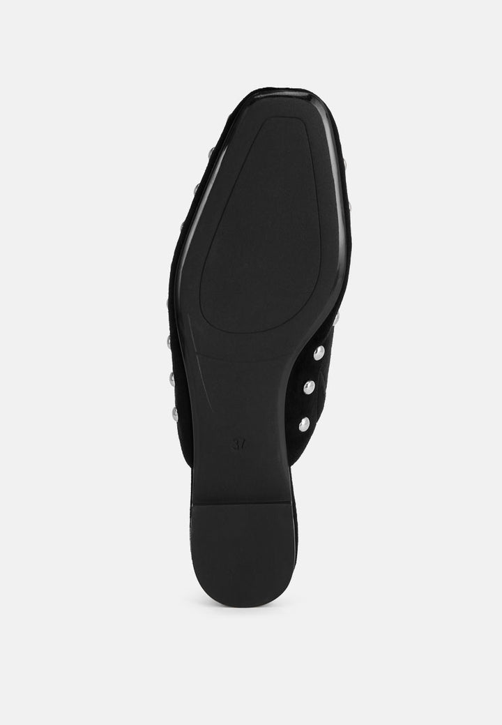dianthus studded flat mules#color_black-suede