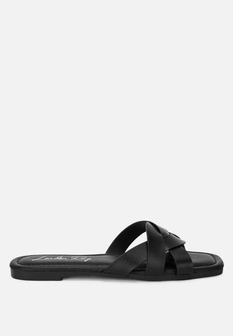 dickery knotted straps detail slip ons by ft#color_black