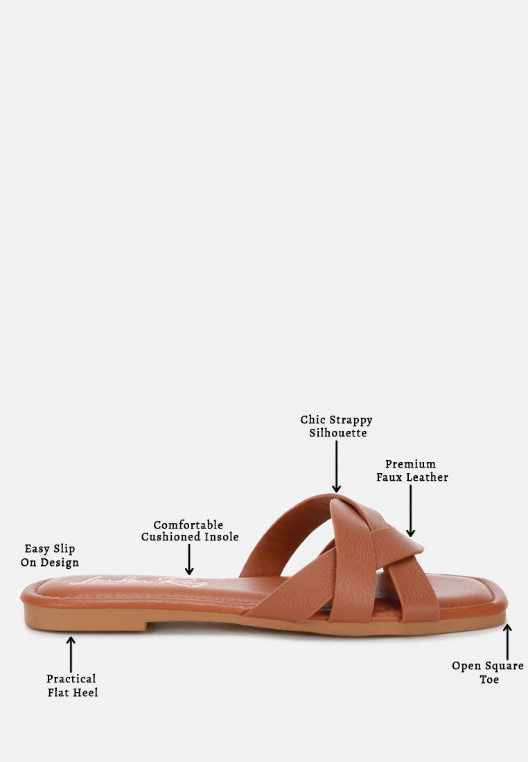 dickery knotted straps detail slip ons by motes#color_tan-faux-leather