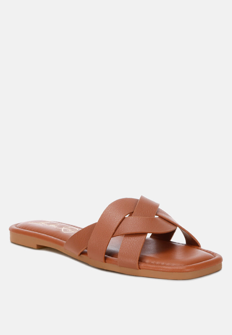 dickery knotted straps detail slip ons by motes#color_tan-faux-leather