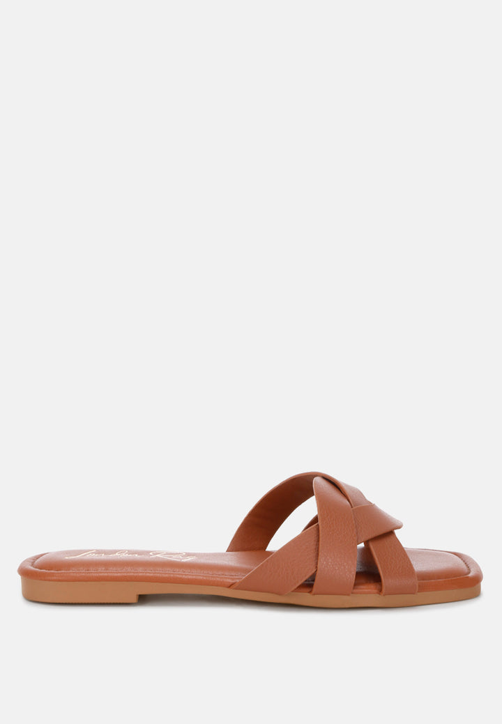 dickery knotted straps detail slip ons by ft#color_tan
