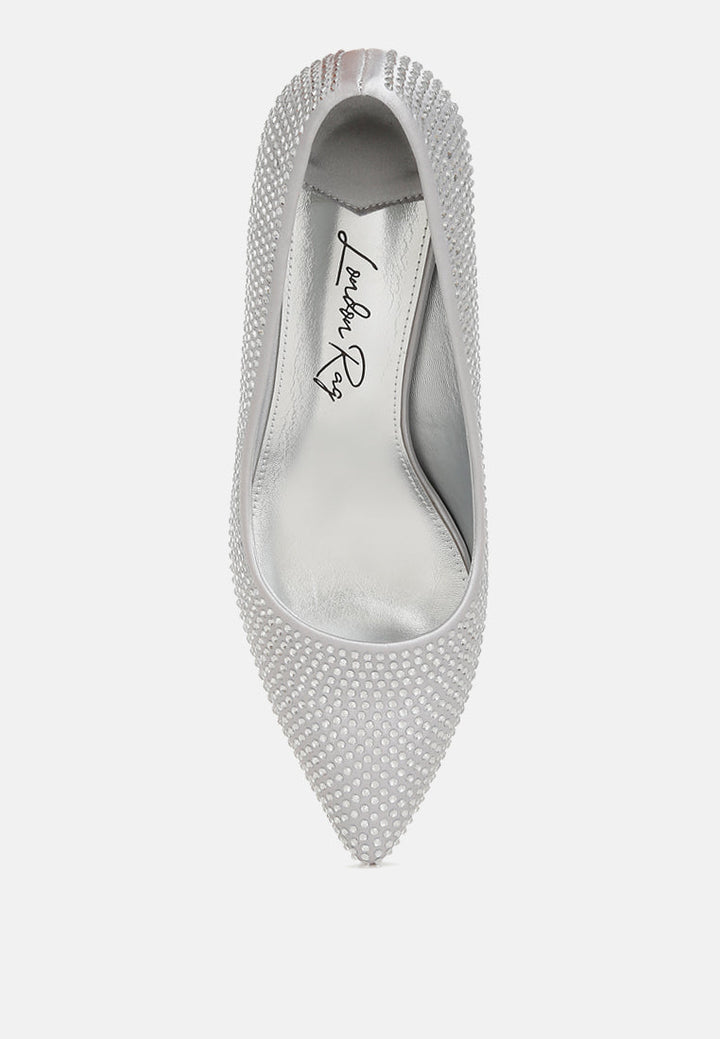 rhinestones embellished kitten heel pumps by ruw#color_silver