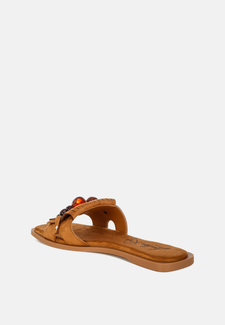 dinasa beaded slip on flats by ft#color_tan