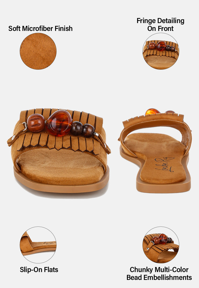 dinasa beaded slip on flats by motes#color_tan-man-made-suede