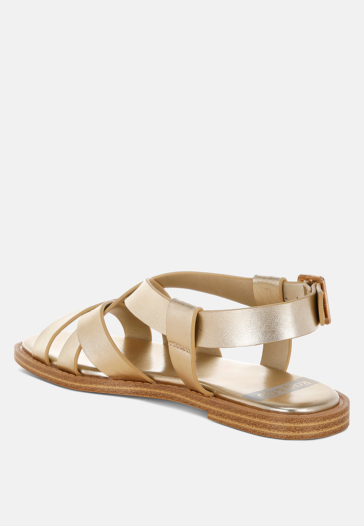 Zapatos planos con hebillas de cuero genuino doata #color_gold