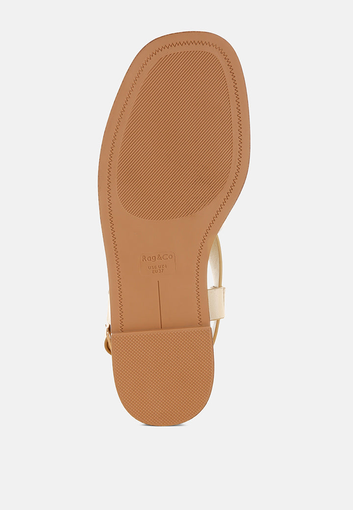 Zapatos planos con hebillas de cuero genuino doata #color_gold