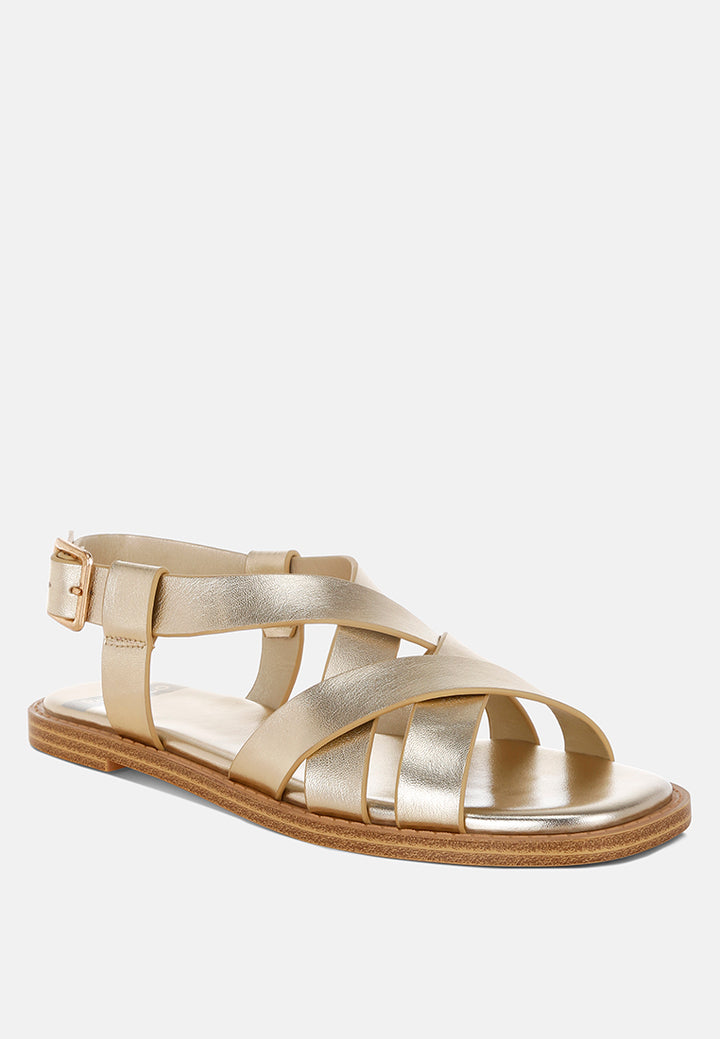 Zapatos planos con hebillas de cuero genuino doata #color_gold