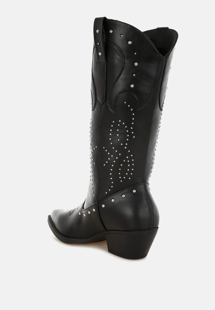 dockery studs embellished cowboy boots#color_black