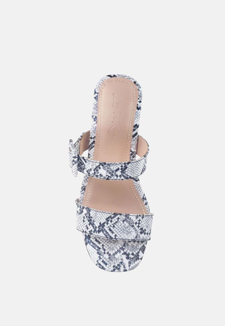 doodle animal print block heel sandals#color_black-white