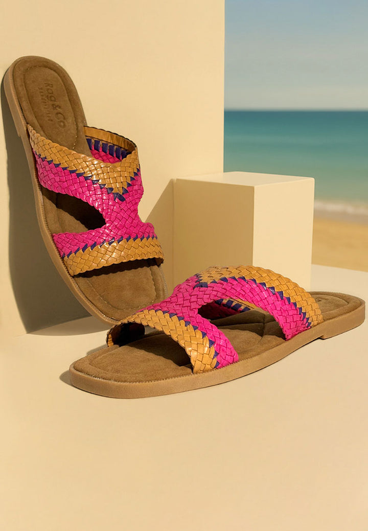 Zapatos planos sin cordones de cuero de malla genuina eirata#color_pink