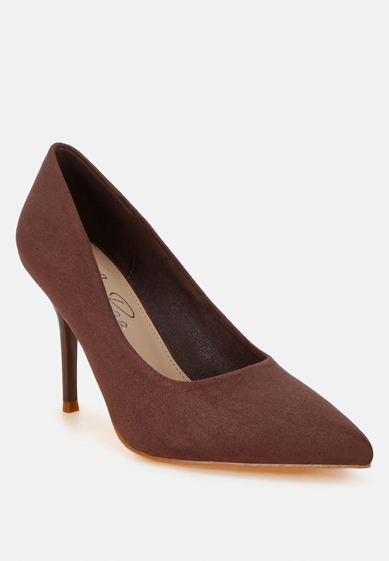 Zapatos de tacón de aguja con punta en punta Cassiopa#color_brown-suede