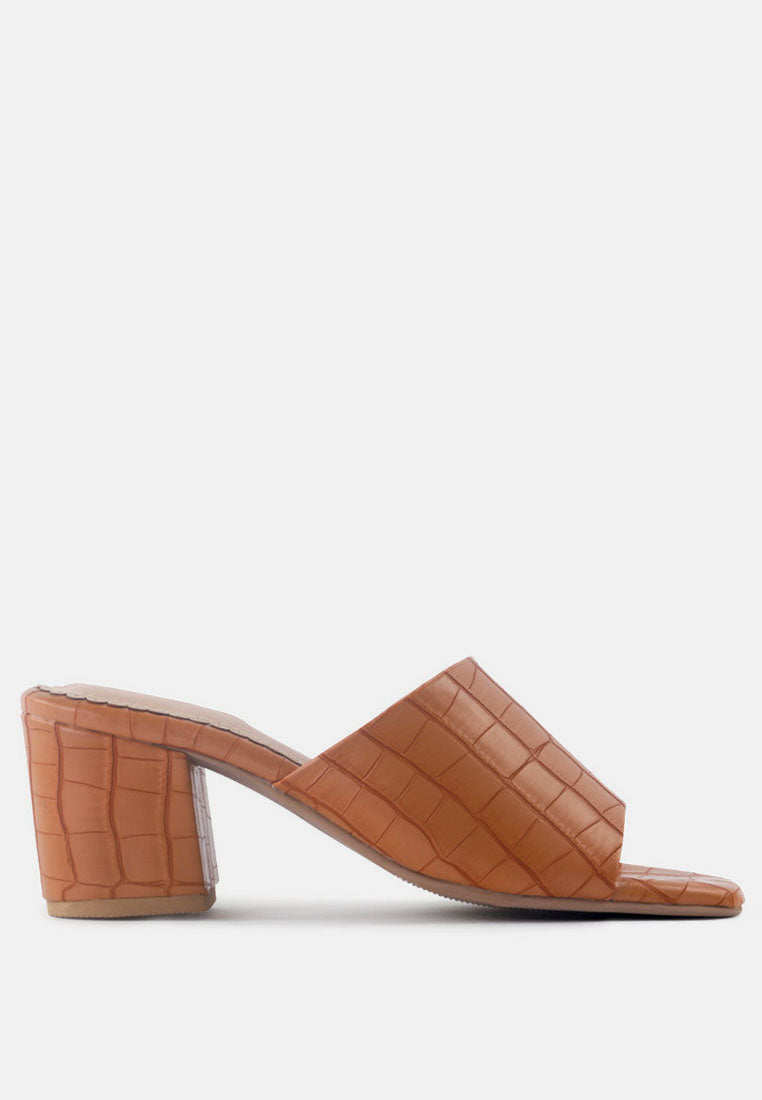 dumpllin croco slip-on block heel sandals by ruw#color_tan