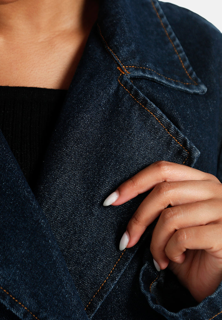 double-breasted denim trench with belt#color_indigo