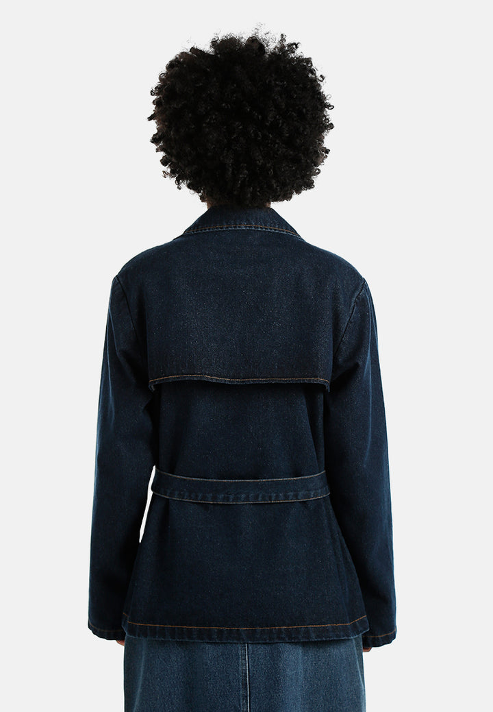 double-breasted denim trench with belt#color_indigo