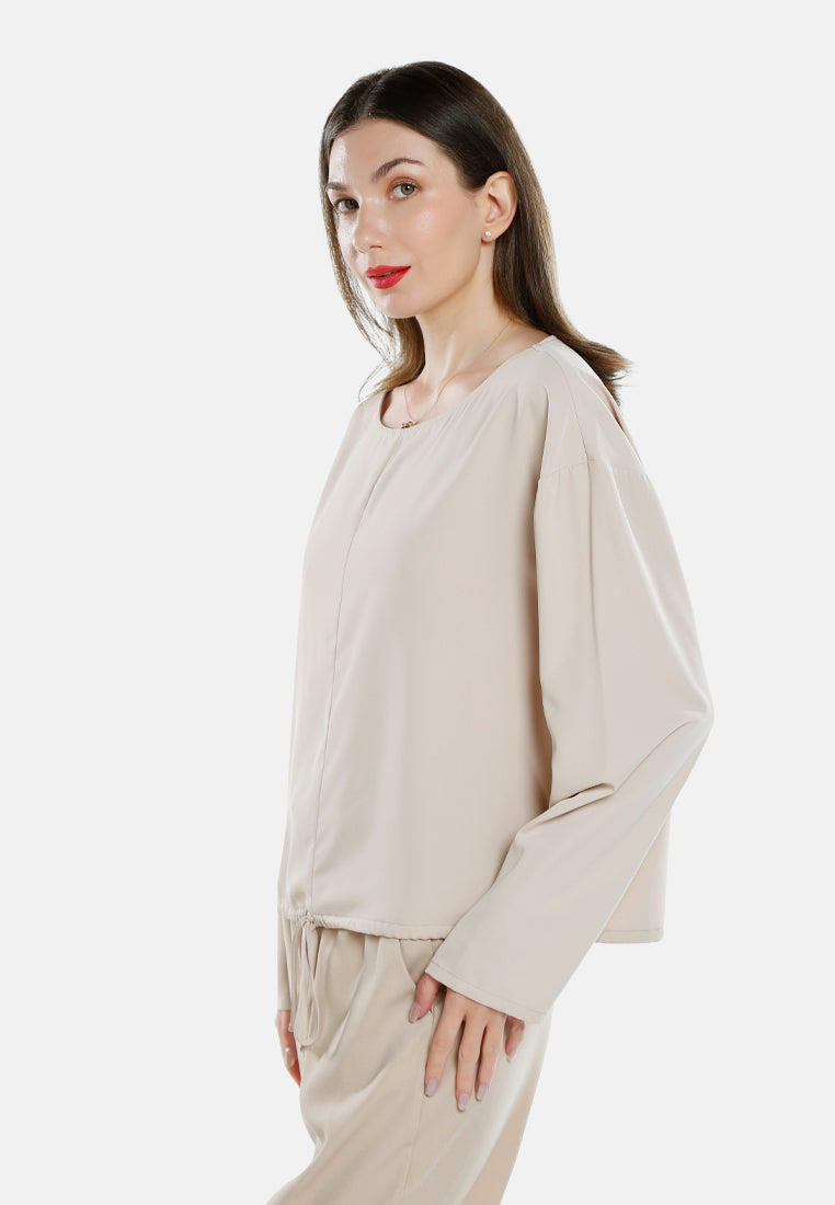 drawstring relaxed top by ruw#color_beige