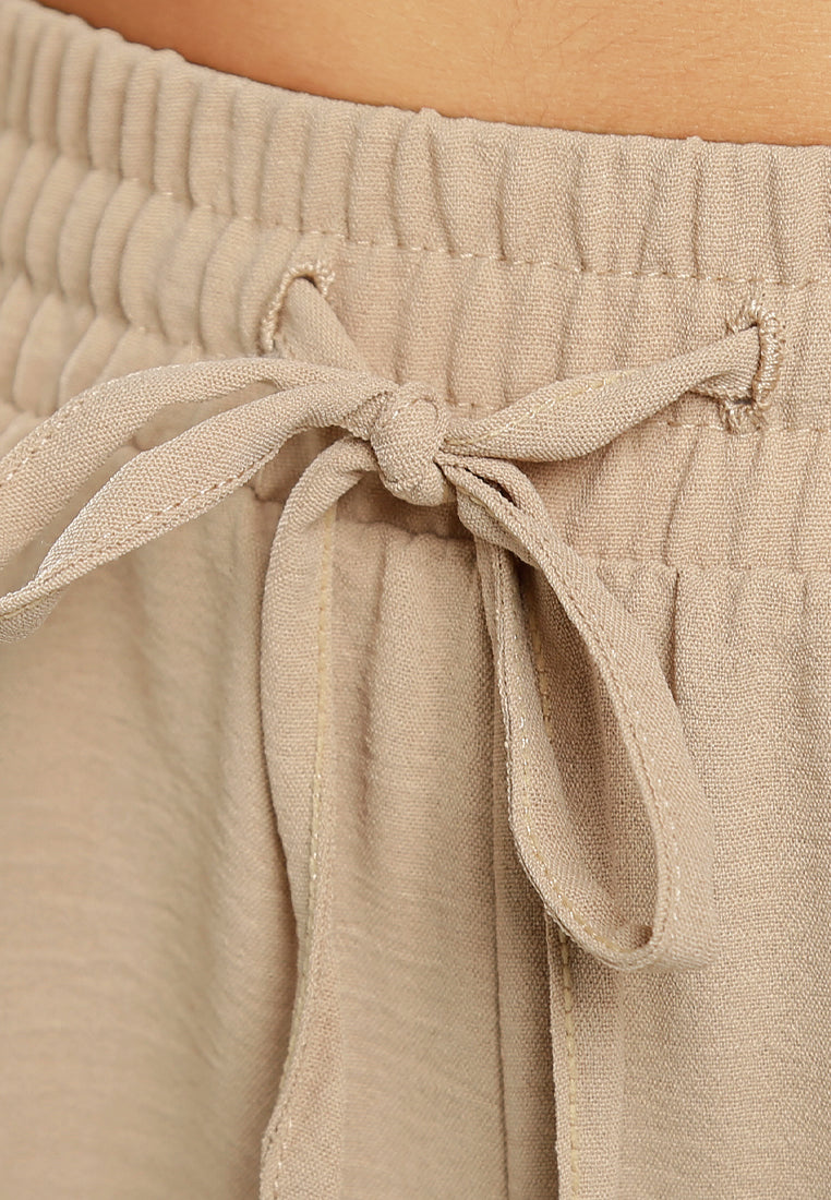 drawstring waistband cargo pants by ruw#color_beige