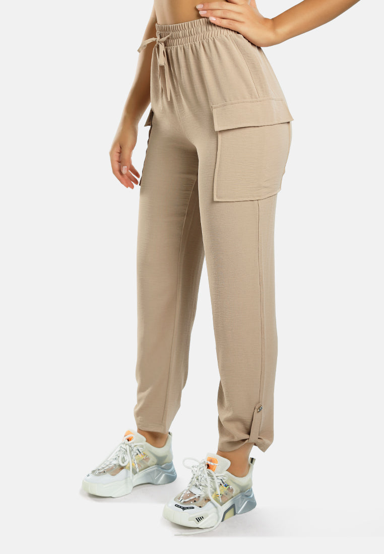 drawstring waistband cargo pants by ruw#color_beige