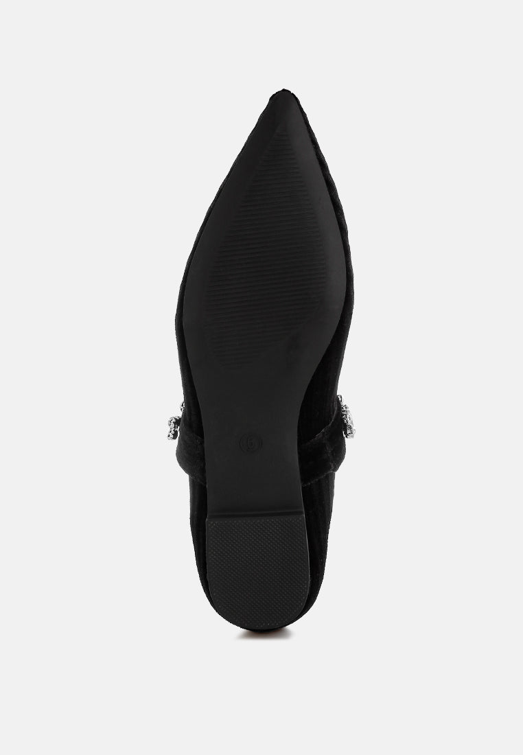 diamante brooch velvet ballerinas by ruw#color_black
