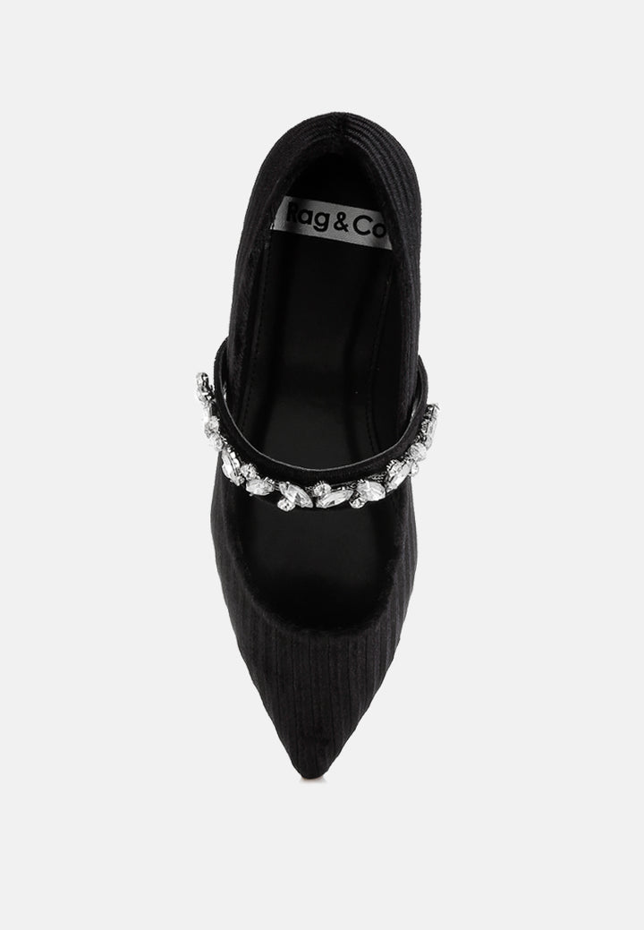 diamante brooch velvet ballerinas by ruw#color_black