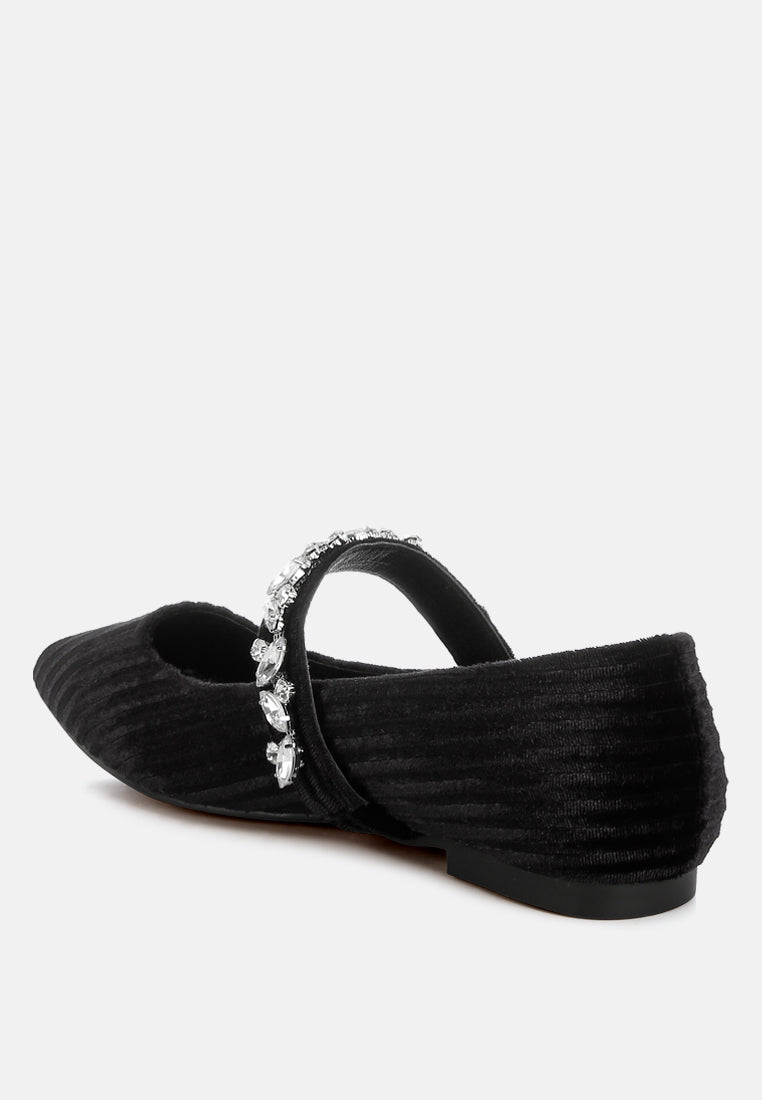 diamante brooch velvet ballerinas by ruw#color_black