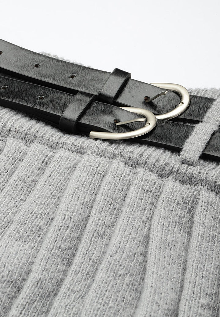 dual belt pleated skirt by ruw#color_grey