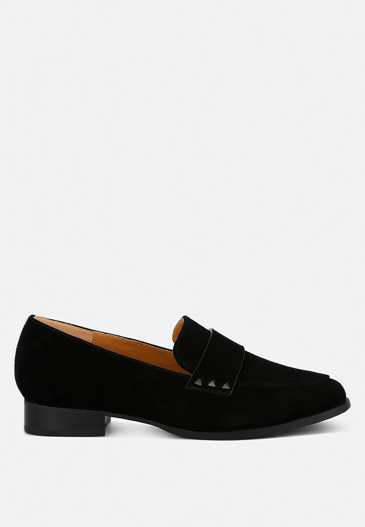 durance studded suede loafers#color_black