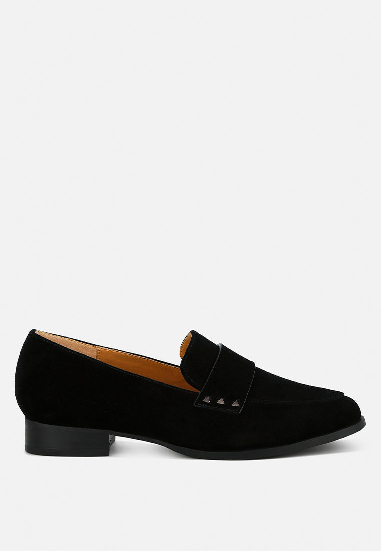 potania penny strap metallic loafers#color_black