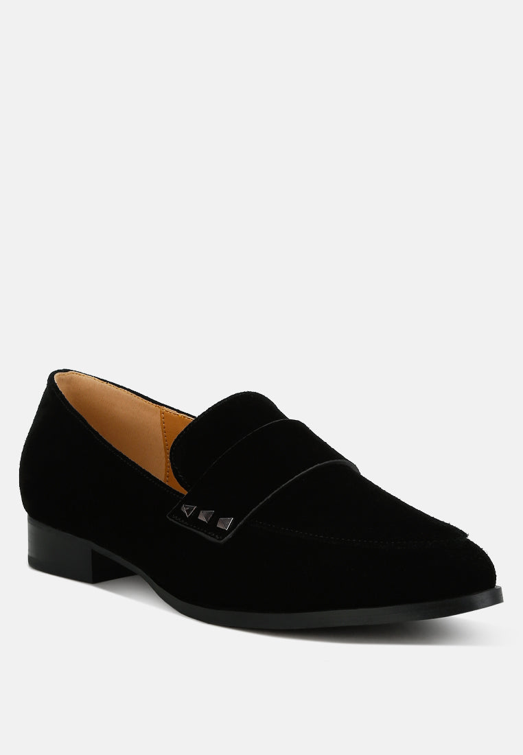 durance studded suede loafers#color_black