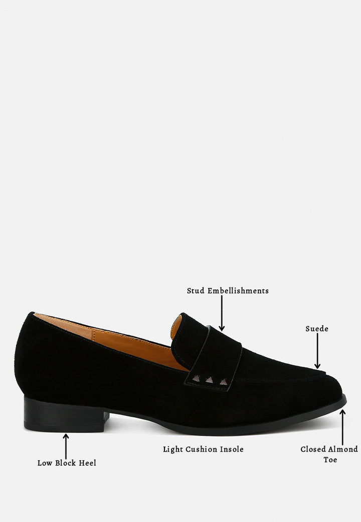 potania penny strap metallic loafers#color_black