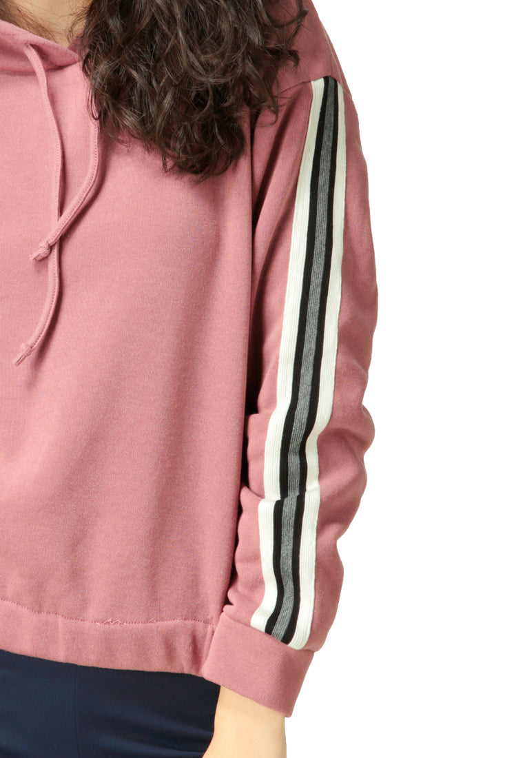 taped sleeve hoodie#color_dusty-pink