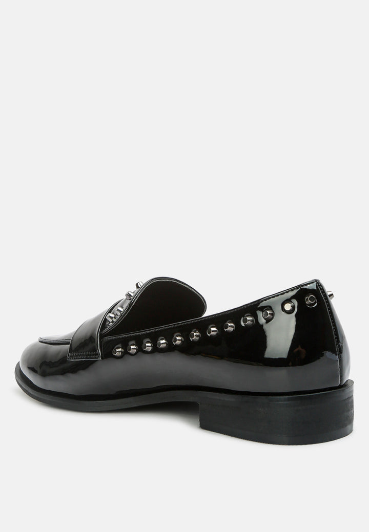 emilia patent stud penny loafers#color_black