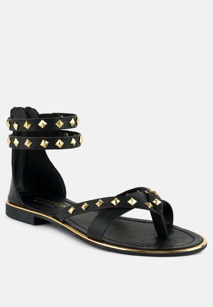 emmeth studs embellished flat sandals#color_black